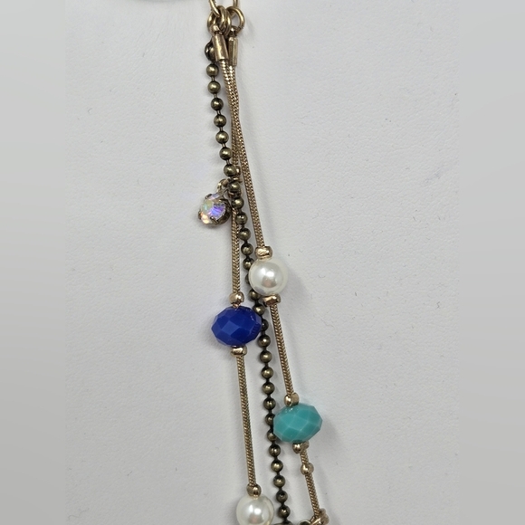 BETSEY JOHNSON SHIP SHAPE TRIPLE STRAND NECKLACE RHINESTONE ANCHOR WOMEN JEWELRY - Picture 7 of 13